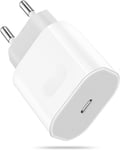 Chargeur USB C, 20W Prise USB C Chargeur Rapide pour iPhone 16 15 14 13 12 11 Pro Max Plus Mini SE X XS XR, Samsung Galaxy, Embout Adaptateur Secteur Bloc USB Type C