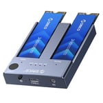 ORICO NVME Clone SSD Station d’Accueil, Dual-Bay Boîtier SSD M.2 NVMe 10Gbps , en Aluminium M.2 Duplicateur de Clone Hors Ligne pour Disque Dur SSD PCIe NVMe M-Key Jusqu'à 4To (SSD Non Inclus) -M2P2