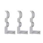 Metal Curtain Rod Bracket Double Hook Silver 2-piece Set