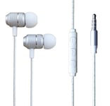 Sony Xperia L4 / Xperia L3 / Xperia 1 / Xperia 10 / Xperia 5 - Earphone Headphone Earbud Noise Isolating Headphones With 3.5mm Jack [Remote & Microphone] Strong Bass-Driven Stereo Sound (SILVER)