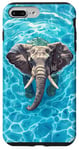 Coque pour iPhone 7 Plus/8 Plus Éléphant mignon dans l'eau de la piscine pour maman papa enfants