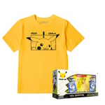 Pokémon TCG: Celebrations Premium Figure Collection 25th Anniversary - Pikachu VMAX & T-Shirt Bundle - L - Mustard