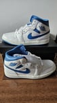 Nike Air Jordan 1 Mid Se Mens Fashion Trainers in White Blue UK 9 BNIB RRP 179