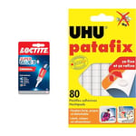 Loctite Super Glue-3 Original, colle forte et résistante de haute qualité & UHU Patafix blanche - pastilles adhésives prédécoupées, pâte à fixer, repositionnables, blanche