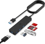 Hub USB 3.0 (câble 1,2 M) avec 3 Ports 5 Gbps USB 3.0 et Lecteur de Carte SD/TF,Adaptateur USB pour Macbook,Mac Pro/Mini,iMac,Clés USB,Notebook PC,Disques Durs Externes,etc.(Q497)