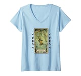 Womens The Hanged Man Frog Tarot Style Graphic, Cool Novelty Frog V-Neck T-Shirt