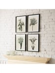 One.World Brookby Monochrome Floral III Wood Framed Print, Set of 4, 50 x 40cm, Black/White