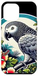 iPhone 13 Pro Max African Grey Parrot Illustration Case