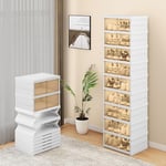 YITAHOME Boîte à Chaussures, 18 Pièces Armoire de Rangement pour Chaussures Pliable Chaussure Durable Empilable avec Portes Organisateur de Chaussures Ajustement Jusqu'à la Taille UE 43, 44x34x156cm