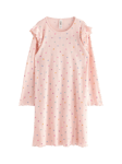 Lindex Kids' Organic Cotton Pointelle Long Sleeve Night Dress, Light Pink/Multi