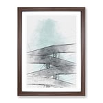 Sketching The Architecture Vol.33 Modern Framed Wall Art Print, Ready to Hang Picture for Living Room Bedroom Home Office Décor, Walnut A2 (64 x 46 cm)