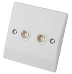 Schneider GU7020 Slimline White 2G TV/FM  co-axial socket + screw covers