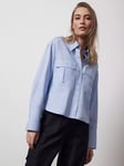 Mint Velvet Cropped Boxy Utility Shirt, Blue