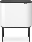 Brabantia Bo Touch Bin - 11 + 23L Inner Buckets White Waste/Recycling Kitchen -