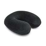 Amazon Basics Semicircular Memory Foam Travel Neck Pillow with Removable Cover and Elastic Carrying Strap, Black