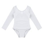 Kaerm Enfant Fille Justaucorps Danse Classique Gymnastique Tenue Danse Ballet Manche Longue Léotard Body Sport Yoga 3-12 Ans Blanc 10 Ans