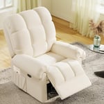 Fauteuil Relax électrique avec Repose-Pieds,Chaise salon en Velours Teddy,Fauteuil à loisirs Réglable,USB,Anti-statique,Confort,96x97x104cm Beige