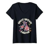 Womens United Kingdom Flag Funny Patriotic UK Map Memes V-Neck T-Shirt