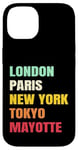 Coque pour iPhone 14 Mayotte Fier d’être Mahorais Paris Tokyo new York Mayotte