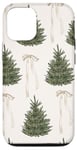 Coque pour iPhone 12/12 Pro Nœud en ruban beige esthétique avec motif sapin de Noël