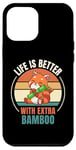 Coque pour iPhone 14 Pro Max Panda rouge rétro La vie est meilleure avec du bambou supplémentaire