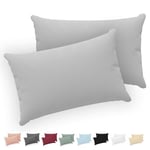 Twinzen® Taie Oreiller 40x60 (Lot de 2) - 100% Coton Jersey 150 GSM - Gris - Taie d'oreiller 40x60 - Housse de Coussin avec Fermeture Éclair - Certifié Oeko-Tex