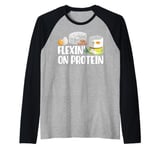 Flexin' on Protein Weight Lifting Raglan Baseball Tee