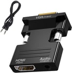 Adaptateur HDMI vers VGA 1080P 60Hz, Adaptateur HDTV HDMI vers VGA Femelle vers Mâle avec Câble Audio 3,5 mm pour Ordinateur Portable Bureau Moniteur HDTV Projecteur.[V503]