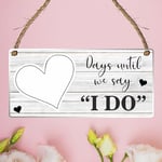 Countdown Wedding Plaque with Rustic Chalkboard/Whiteboard Heart Design - Keepsake to Countdown the Days Until 'I Do' - Engagement or Bridal Gift (Acrylic Indoor & Outdoor Use, Without Pen)