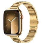 Tasikar Thin Metal Band Compatible with Apple Watch Band 49mm 46mm 45mm 44mm 42mm Women Stainless Steel Replacement Strap Compatible with iWatch Ultra SE Series 10 9 8 7 6 5 4 3 2 1, Gold