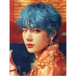 ZHONGYU 5D Diamant Peinture kit Bricolage/coréen Pop BTS V-Kim Tae Hyung/Pas de Cadre/Rond Plein Forage mosaïque Diamant Strass Point de Croix Broderie Artisanat Toile décor à la Maison (40 × 50 CM)