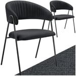 TecTake® Lot de 2 Chaises de Salle à Manger rembourrées Modernes Fauteuil Salon Chaise Scandinave Pieds en Acier Élégant avec Accoudoirs Chaise pour Coiffeuse, Chambre, Dressing, Salon