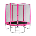 Trampoline de jardin rose avec echelle MyJump 1,85 m