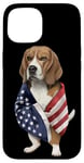 Coque pour iPhone 15 Beagle Dog Patriot Wrap dans le drapeau des USA American Spirit