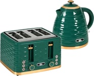 HOMCOM Kettle and Toaster Sets, 3000W 1.7L Rapid Boil & 4 Slice Green 