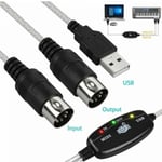 USB IN-OUT MIDI-kabelkonverter PC till musiktangentadapter Co Svart En storlek