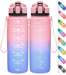 Coolfel Motivational Water Bottle with Time Markings, 1.5l 1l Sports Water Bottle 700ml 500ml Kids Water Bottles, BPA Free Tritan Leakproof Reusable Drink Bottle for Gym, School, Running