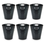 Waytex Pack of 6 Office Waste Bin Black - Plastic Waste Paper Bin Modern Design for Office, Bedroom, Bathroom - Capacity 12.5L - Colours Black