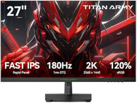 TITAN ARMY Ecran PC Gamer 27 Pouces, Fast IPS 180Hz, 2K QHD 2560 x 1440p 1ms GTG Ecran Gaming, G-Sync & FreeSync, Game Plus, HDR10, 120% sRGB, VESA 100 * 100mm, HDMI(144Hz), DP(180Hz), P27GR