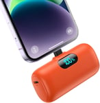 Mini Batterie Externe Pour Iphone 5000mah,Mise À Niveau 15w Pd 3.0a Charge Rapide,Compact Et Léger Power Bank Écran Lcd Chargeur Portable Compatible Avec Iphone 14/14 Pro Max/13/12/11/X/8/7/6-Orange