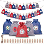 24Pcs Calendrier de L'avent a Remplir, 18x13cm Calendrier de l'Avent à Remplir Soi-Même,2024 Calendrier de L'avent Vide, Pochon Pochette Calendrier l'Avent DIY Cadeau Noel pour Enfant,Femme,Homme