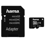 Hama 124150 microSDHC 16GB UHS-I Class1 C10 c/w Adapter - (533x / 80 Mb/s), Black
