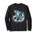 Shark Riding Monster Truck for Birthday Long Sleeve T-Shirt