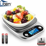 UTEN 10KG Silver Steel Digital Kitchen Scales LCD Cooking Food Weighing Scale