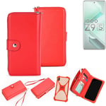 2in1 cover wallet + bumper for Vivo iQOO Z9s Phone protective Case red