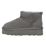 EVER AU Womens Women Heron Ultra Mini Platform Boots - Grey Suede - Size UK 7