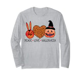 Peace love Halloween Pumpkin witch hat fingers women girls Long Sleeve T-Shirt