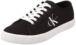 Calvin Klein Jeans Femme Baskets Vulcanisées Essential Vulcano Monogram Chaussures, Noir (Black/White), 36