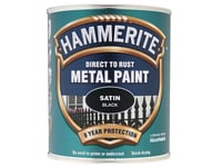 Hammerite Direct to Rust Satin Finish Metal Paint Black 750ml HMMSATBL750