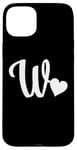 iPhone 15 Plus white letter W monogram initial minimalist heart graphic Case